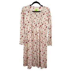 White Orchid Floral Print Long Sleeve Nightgown P/M Cotton & Polyester 4182